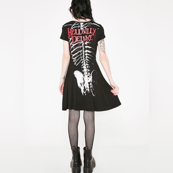 Killstar x Rob Zombie Foxy Bones Skater Dress in Black Size Medium - Picture 6 of 8
